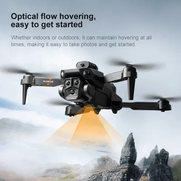 K6 Max Mini Drone 4K HD Remote Controll Quadcopter Three Cameras Wide Angle Obstacle Avoidance Four Axis Folding Drone - Image 3