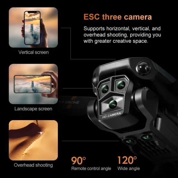 K6 Max Mini Drone 4K HD Remote Controll Quadcopter Three Cameras Wide Angle Obstacle Avoidance Four Axis Folding Drone - Image 4