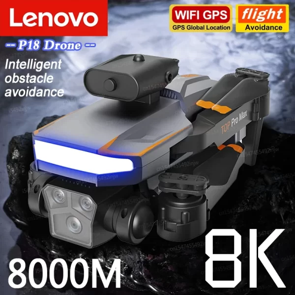 Lenovo P18 Drone GPS 8K HD Triple Camera Optical Flow Positioning Obstacle Avoidance Photography Foldable Quadcopter Toy Gift